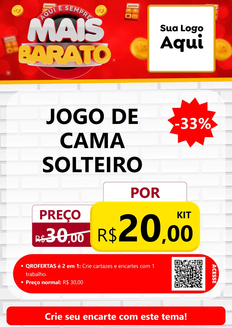 Modelo de Cartaz para Cartaz A4 Vertical com o tema Mais Barato para Cama, Mesa e Banho