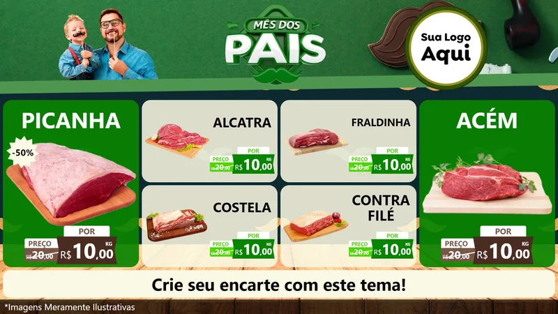 Modelo de TV para TV Horizontal com o tema Mês dos Pais para Açougue