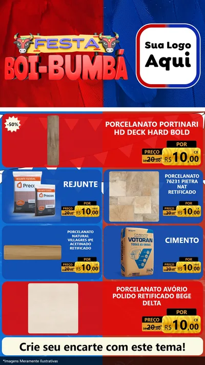 Modelo de TV para TV Vertical com o tema Festa Boi Bumbá para Pisos e revestimentos