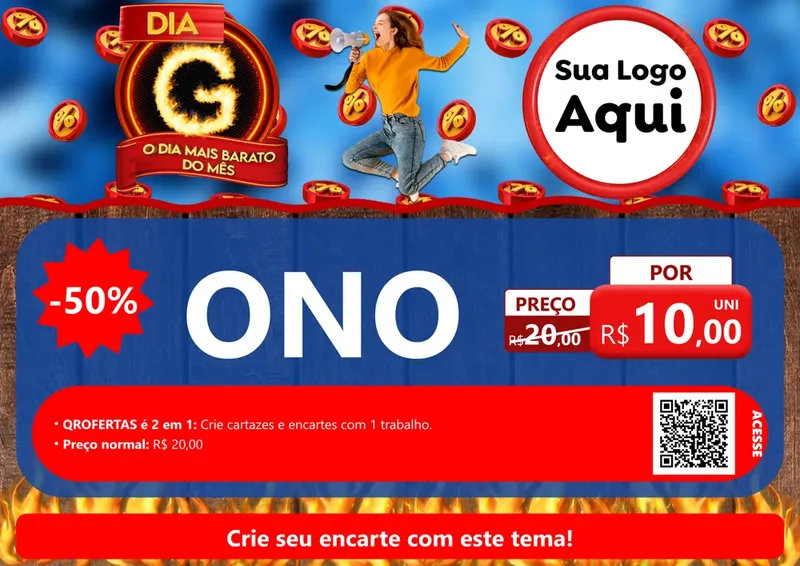 Modelo de Cartaz para Cartaz A4 Horizontal com o tema Dia G - O Dia Mais Barato Do Mês para Óticas