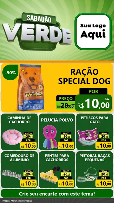 Modelo de Rede Social para Stories com o tema Sabadão Verde para Pet Shop