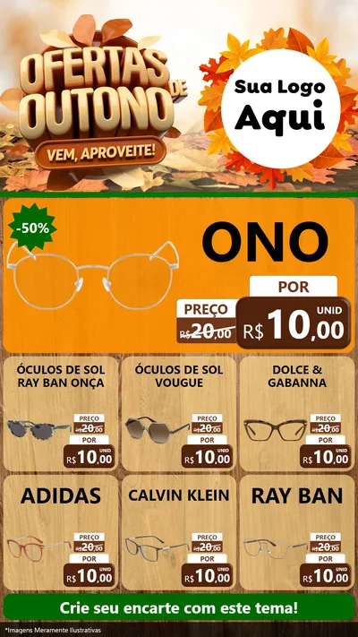 Modelo de Rede Social para Stories com o tema Ofertas de Outono - Vem, Aproveite! para Óticas