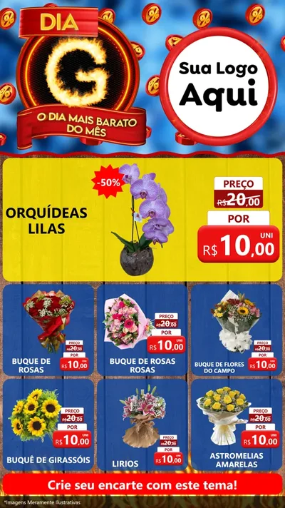 Modelo de Rede Social para Stories com o tema Dia G - O Dia Mais Barato Do Mês para Floricultura e jardim