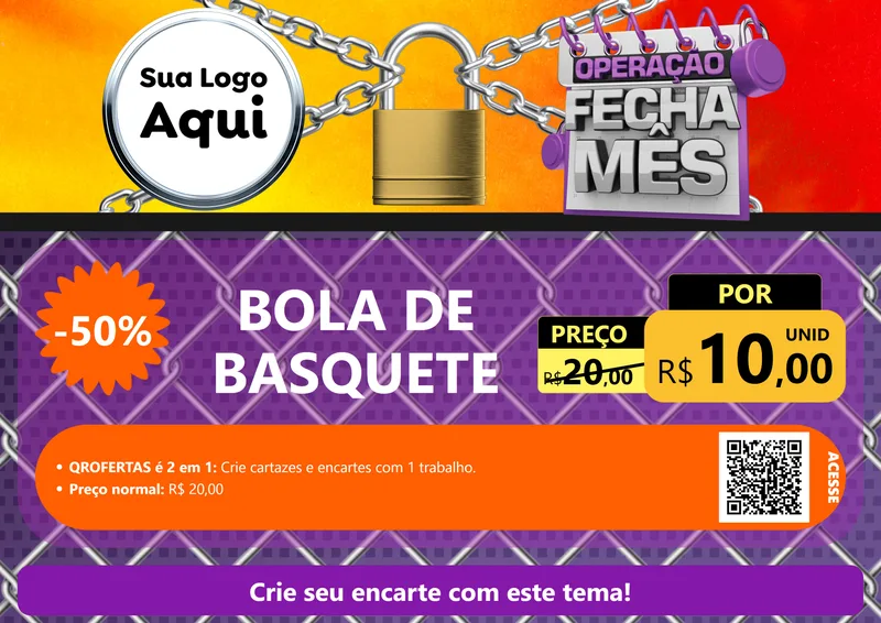 Modelo de Cartaz para Cartaz A4 Horizontal com o tema Operação Fecha Mês para Artigos Esportivos