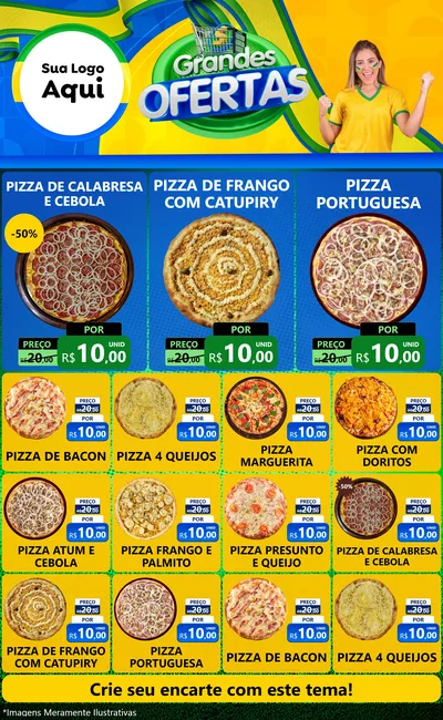 Modelo de Encarte para Encarte Grande com o tema Grandes Ofertas para Pizzaria