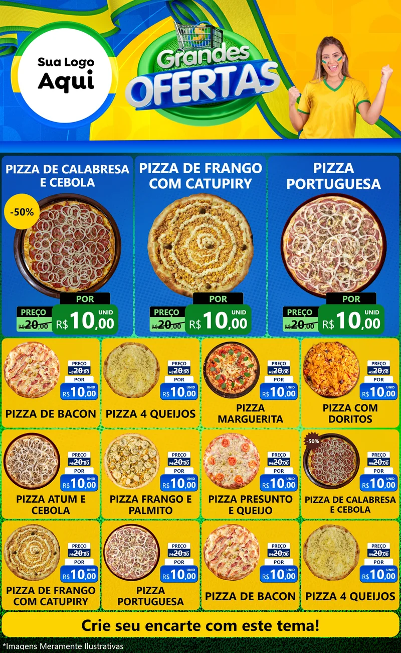 Modelo de Encarte para Encarte Grande com o tema Grandes Ofertas para Pizzaria