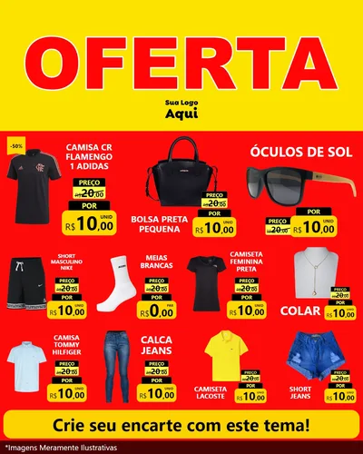 Modelo de Rede Social para Feed Instagram com o tema OFERTA - Vermelho Cartaz para Roupas e acessórios