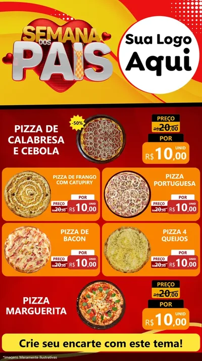 Modelo de TV para TV Vertical com o tema Semana Dos Pais para Pizzaria