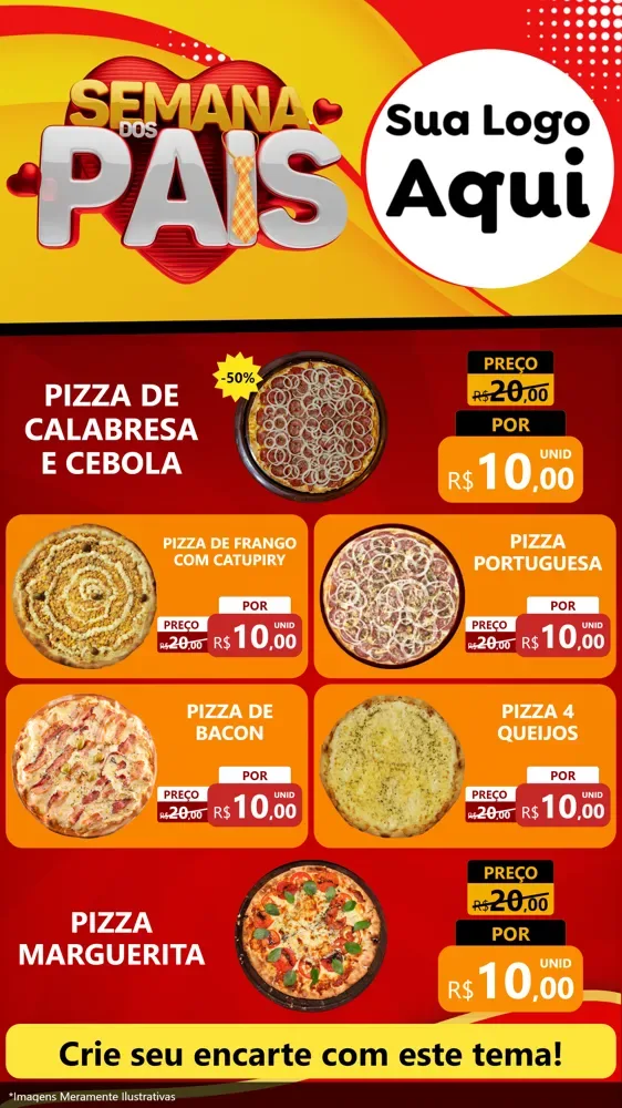 Modelo de TV para TV Vertical com o tema Semana Dos Pais para Pizzaria