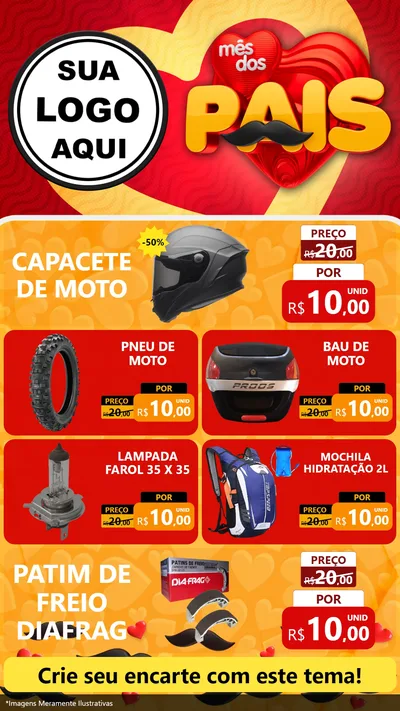 Modelo de TV para TV Vertical com o tema Mês Dos Pais para Moto peças