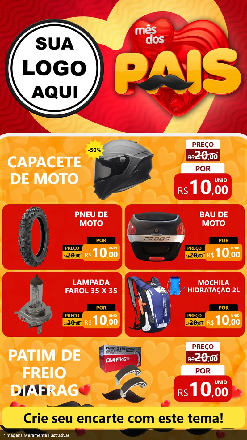 Modelo de TV para TV Vertical com o tema Mês Dos Pais para Moto peças