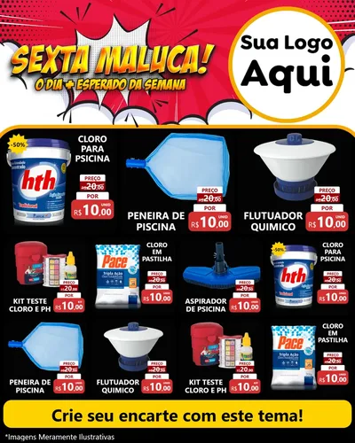 Modelo de Rede Social para Feed Instagram com o tema Sexta Maluca! para Produtos para Piscina