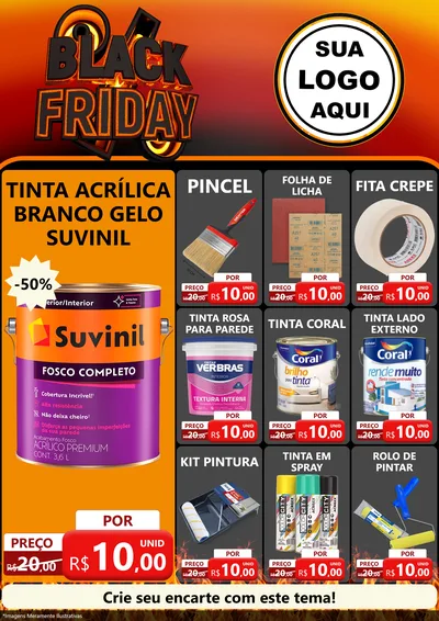 Modelo de Encarte para Encarte A4 Vertical com o tema Black Friday para Tintas e Ferramentas