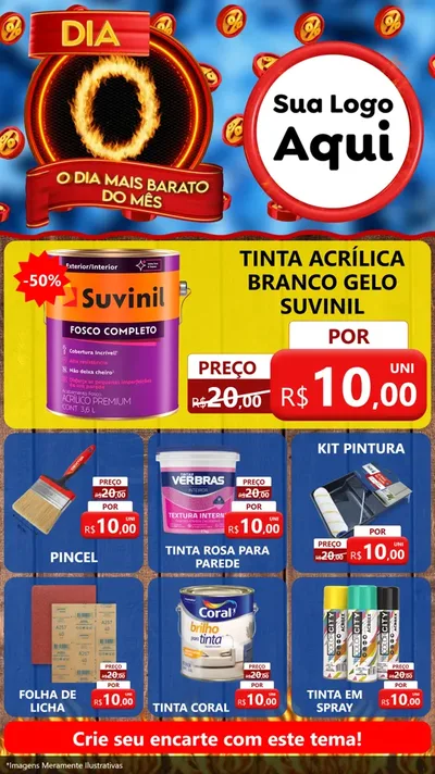 Modelo de Rede Social para Stories com o tema Dia O - O Dia Mais Barato Do Mês para Tintas e Ferramentas