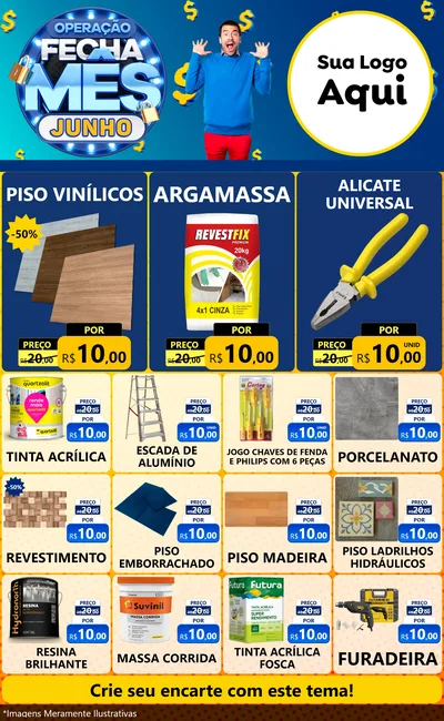 Modelo de Encarte para Encarte Grande com o tema Operação Fecha Mês, Junho para Material para Construção