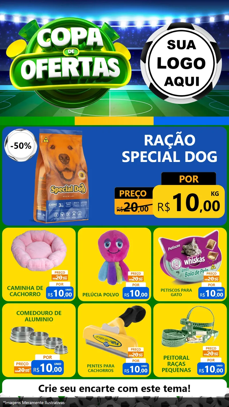 Modelo de Rede Social para Stories com o tema Copa de Ofertas para Pet Shop