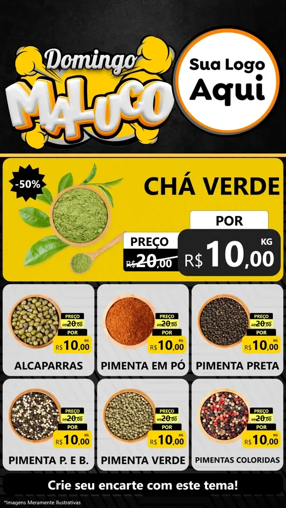 Modelo de Rede Social para Stories com o tema Domingo Maluco para Produtos Naturais
