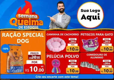 Modelo de Encarte para Encarte A4 Horizontal com o tema Semana Queima de Estoque para Pet Shop