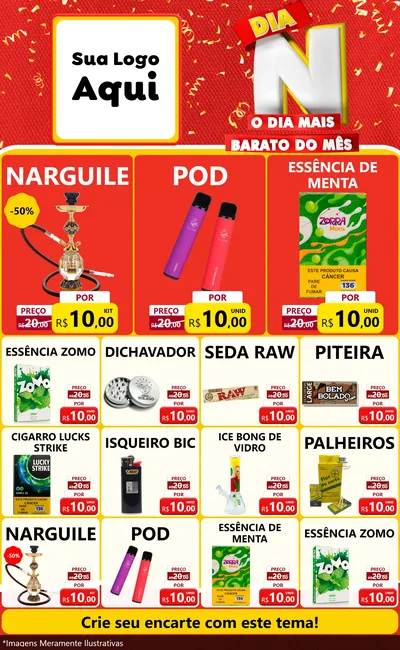 Modelo de Encarte para Encarte Grande com o tema Dia N o Dia Mais Barato do Mês para Tabacaria