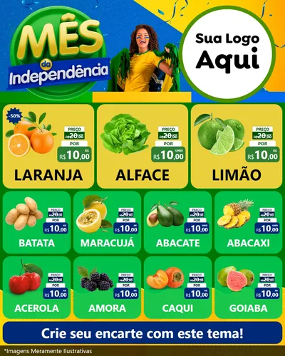 Modelo de Rede Social para Feed Instagram com o tema Mês da Independência para Hortifrúti
