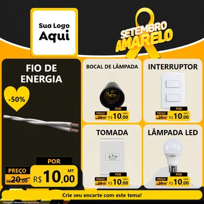 Modelo de Rede Social para Feed Facebook com o tema Setembro Amarelo para Materiais Elétricos