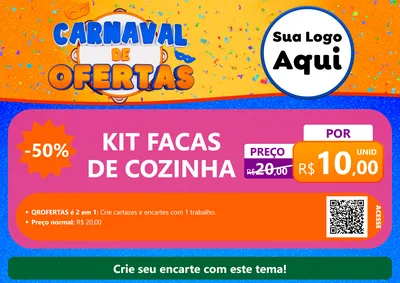 Modelo de Cartaz para Cartaz A4 Horizontal com o tema Carnaval de Ofertas para Utilidades Domésticas