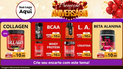Modelo de TV para TV Horizontal com o tema Promoção de Aniversário para Suplementos alimentares
