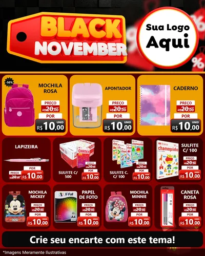 Modelo de Rede Social para Feed Instagram com o tema Black November para Papelaria