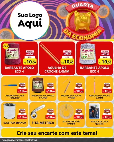 Modelo de Rede Social para Feed Instagram com o tema Quarta da Economia para Armarinho e Aviamentos