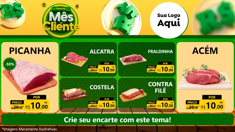 Modelo de TV para TV Horizontal com o tema Especial Mês do Cliente para Açougue