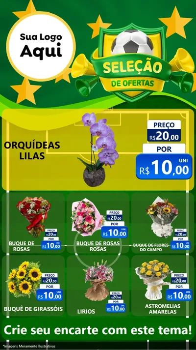 Modelo de Rede Social para Stories com o tema Seleção de Ofertas - Copa para Floricultura e jardim