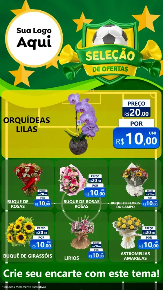 Modelo de Rede Social para Stories com o tema Seleção de Ofertas - Copa para Floricultura e jardim