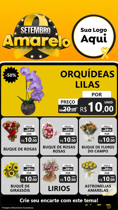 Modelo de Rede Social para Stories com o tema Setembro Amarelo para Floricultura e jardim