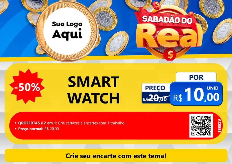Modelo de Cartaz para Cartaz A4 Horizontal com o tema Sabadão do Real para Informática