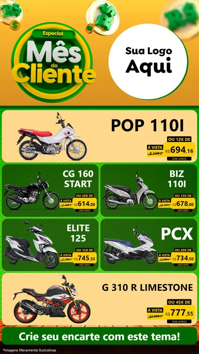 Modelo de TV para TV Vertical com o tema Especial Mês do Cliente para Concessionaria de Motos