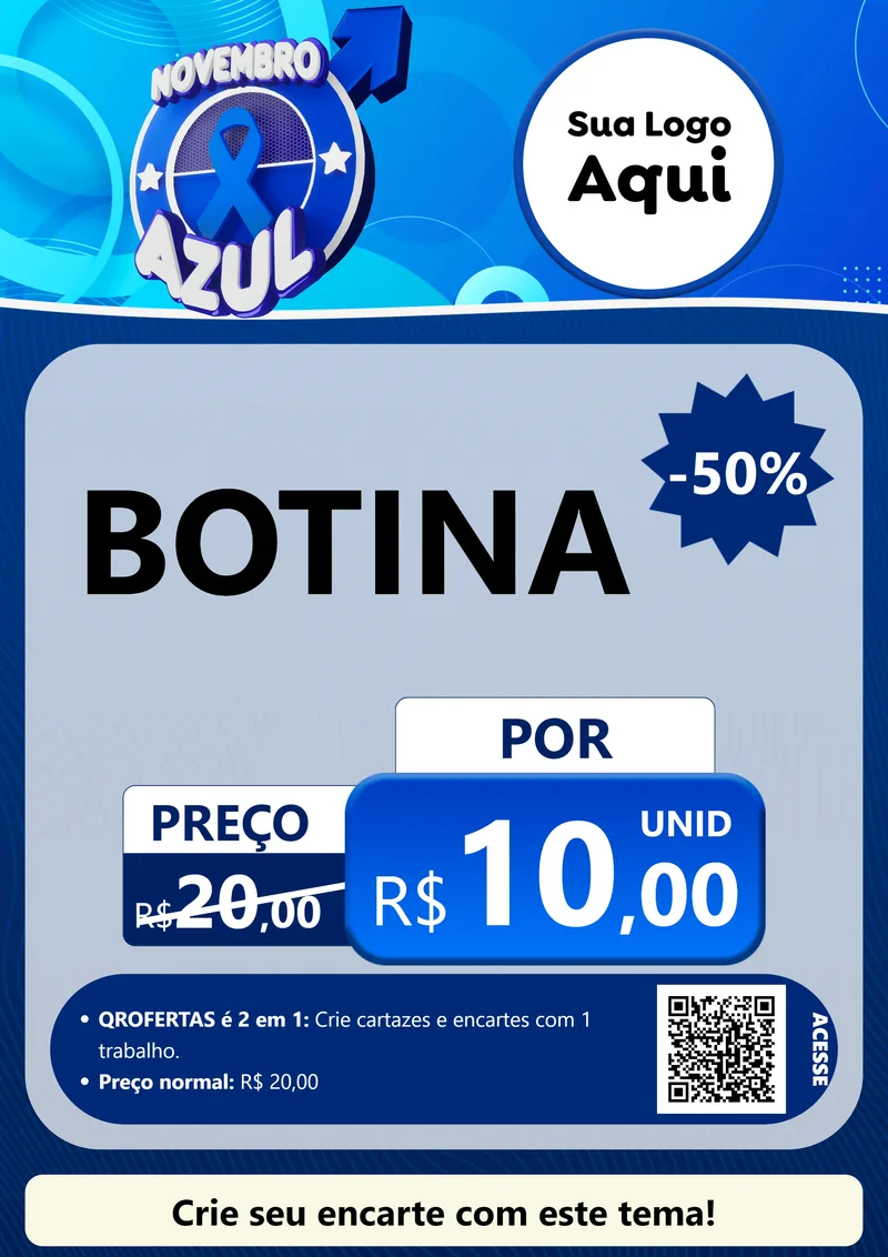 Modelo de Cartaz para Cartaz A4 Vertical com o tema Novembro Azul para Agropecuária