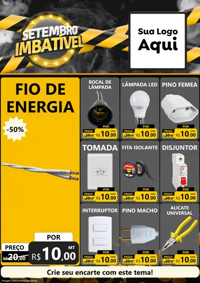 Modelo de Encarte para Encarte A4 Vertical com o tema Setembro Imbatível para Materiais Elétricos