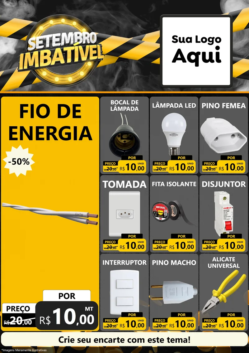 Modelo de Encarte para Encarte A4 Vertical com o tema Setembro Imbatível para Materiais Elétricos