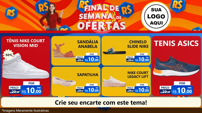 Modelo de TV para TV Horizontal com o tema Final de Semana de Ofertas para Calçados