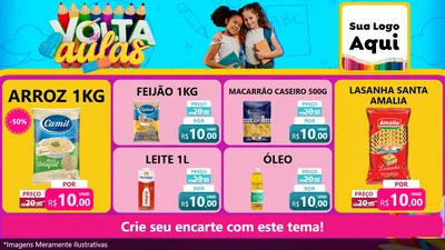 Modelo de TV para TV Horizontal com o tema Volta às Aulas para Supermercado