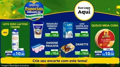 Modelo de TV para TV Horizontal com o tema Ofertas Especiais Feriado da Independência para Frios e Laticínios