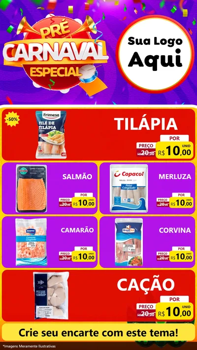 Modelo de TV para TV Vertical com o tema Pré-Carnaval Especial para Peixaria