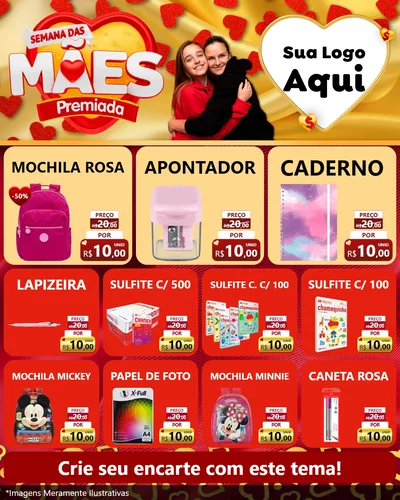 Modelo de Rede Social para Feed Instagram com o tema Semana das Mães Premiada para Papelaria