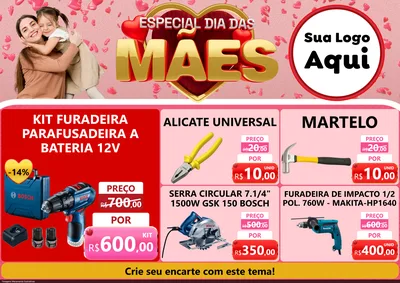Modelo de Encarte para Encarte A4 Horizontal com o tema Especial Dia Das Mães para Maquinas e Ferramentas