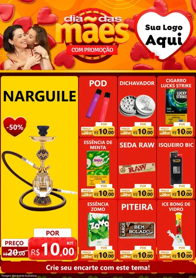 Modelo de Encarte para Encarte A4 Vertical com o tema Dia das Mães com Promoção para Tabacaria