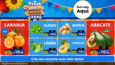 Modelo de TV para TV Horizontal com o tema Arraiá de Ofertas para Hortifrúti