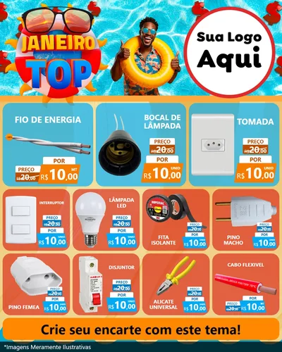 Modelo de Rede Social para Feed Instagram com o tema Janeiro Top para Materiais Elétricos