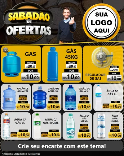 Modelo de Rede Social para Feed Instagram com o tema Sabadão de Ofertas para Água e gás