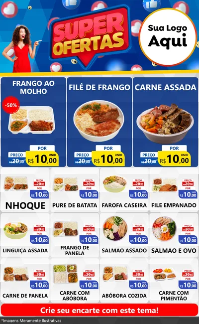 Modelo de Encarte para Encarte Grande com o tema Super Ofertas para Restaurante
