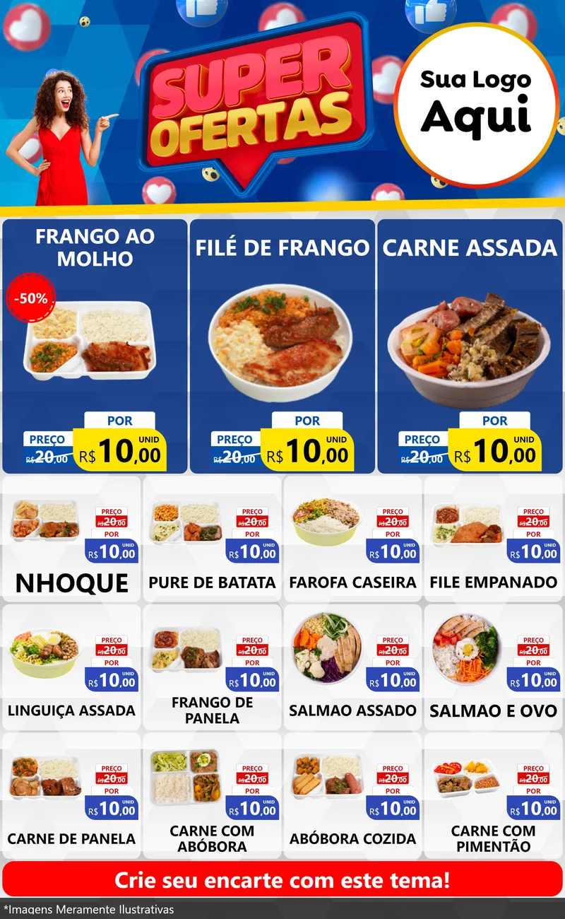 Modelo de Encarte para Encarte Grande com o tema Super Ofertas para Restaurante